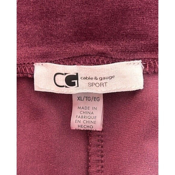 Cable & Gauge Sport Burgundy Velvet Jogger Pants Size XL - Picture 4 of 6